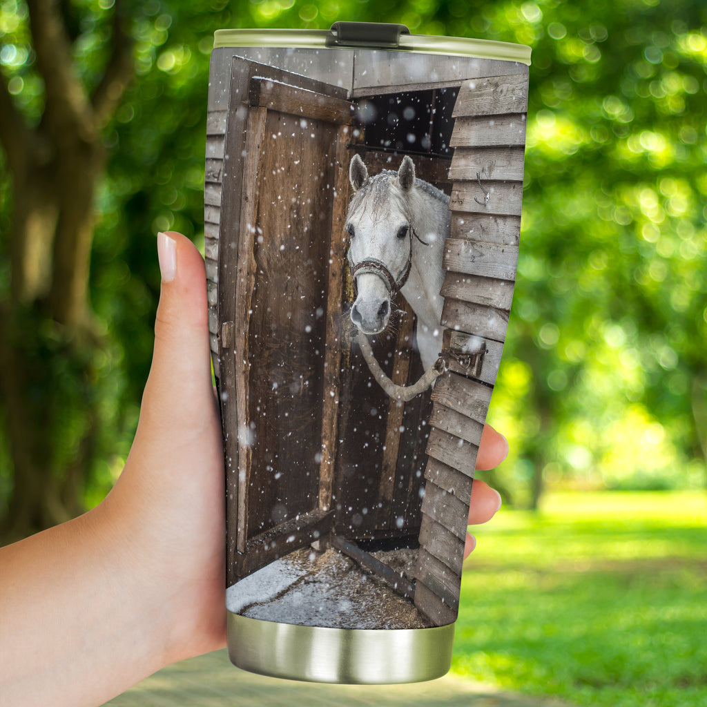 Snowy Day Horse Tumbler 0622