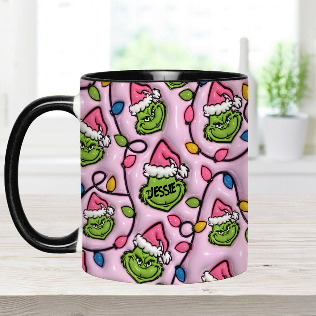 Green & Pink - Personalized Stole Christmas Accent Mug