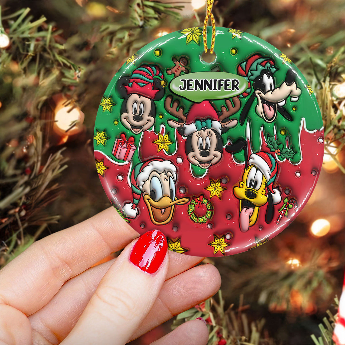Christmas Is Coming - Personalized Mouse Ceramic Circle Ornament
