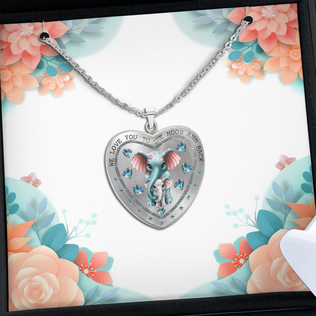 To The Moon And Back - Personalized Mother's day Grandma Heart Pendant Necklace