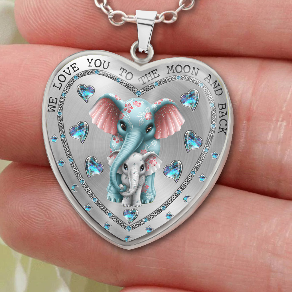 To The Moon And Back - Personalized Mother's day Grandma Heart Pendant Necklace