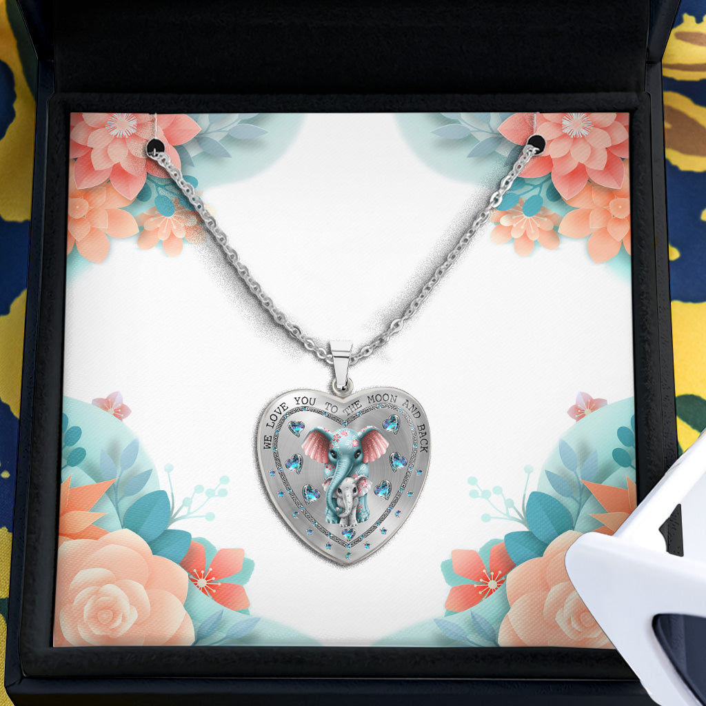 To The Moon And Back - Personalized Mother's day Grandma Heart Pendant Necklace