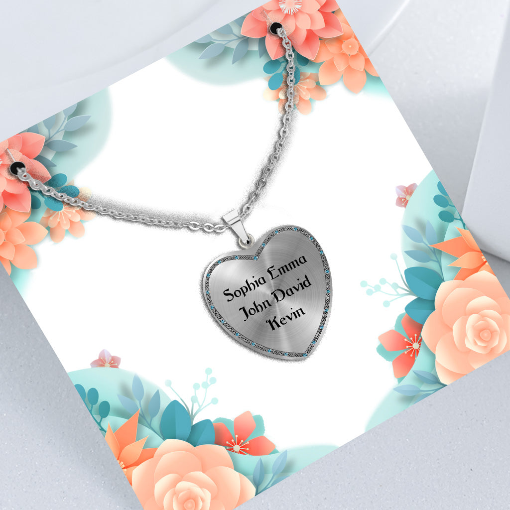 To The Moon And Back - Personalized Mother's day Grandma Heart Pendant Necklace