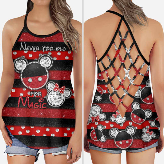 Never Too Old For Magic Mouse Ears - Cross Tank Top With 3D Pattern Print
