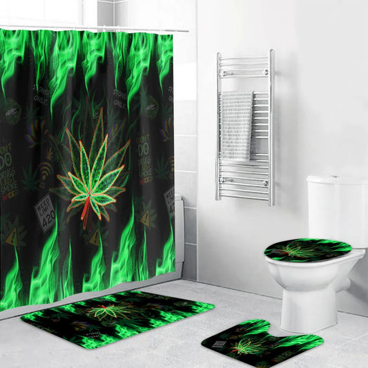 Let's Get Lit - Weed Bathroom Curtain & Mats Set