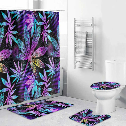 High Vibes - Weed Bathroom Curtain & Mats Set
