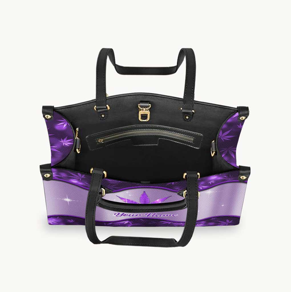 Get High Purple - Personalized Weed Leather Handbag & Luggage Cover