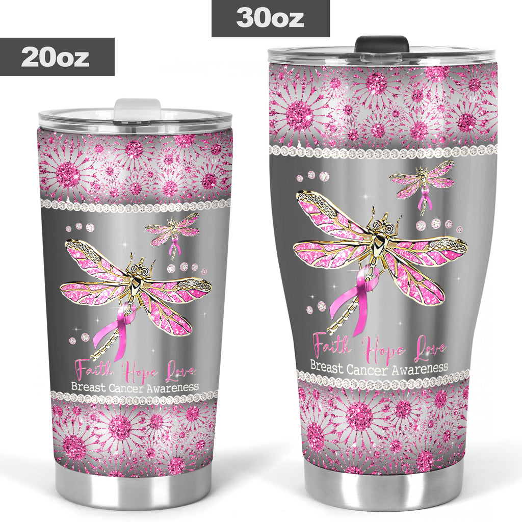 Faith Hope Love Breast Cancer Awareness Tumbler 0622