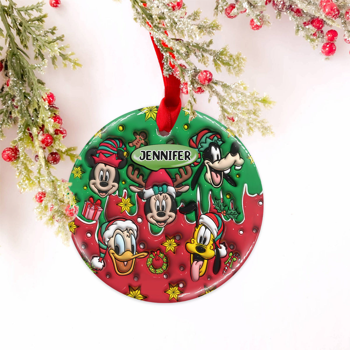 Christmas Is Coming - Personalized Mouse Ceramic Circle Ornament