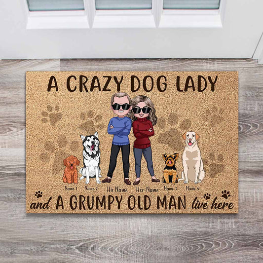 A Crazy Dog Lady - Personalized Doormat With Coir Pattern Print