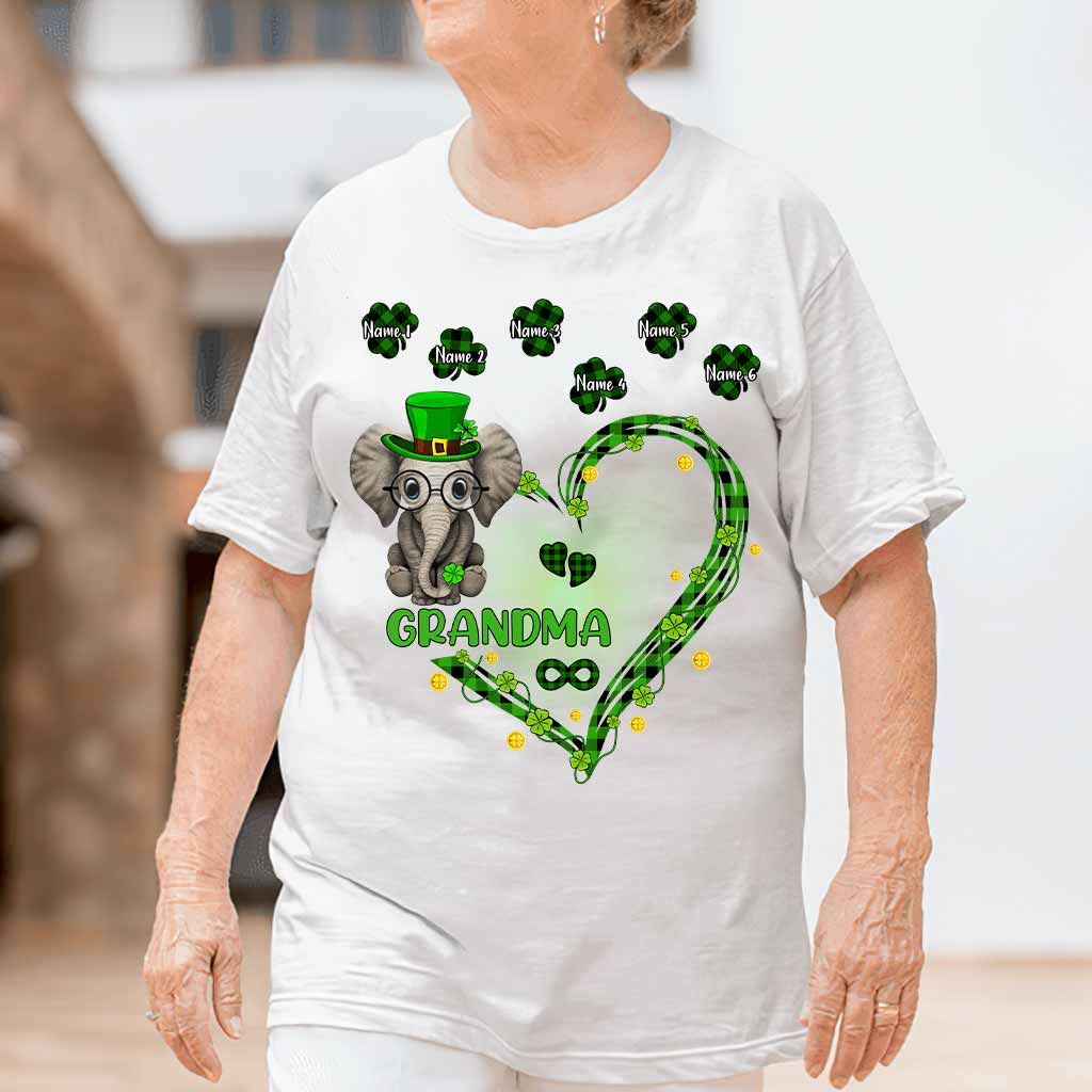 Patrick's Day Elephant - Personalized Grandma T-shirt and Hoodie