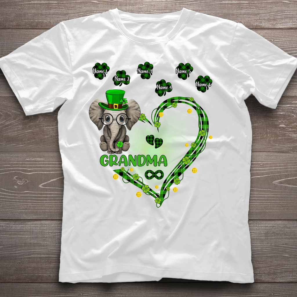 Patrick's Day Elephant - Personalized Grandma T-shirt and Hoodie