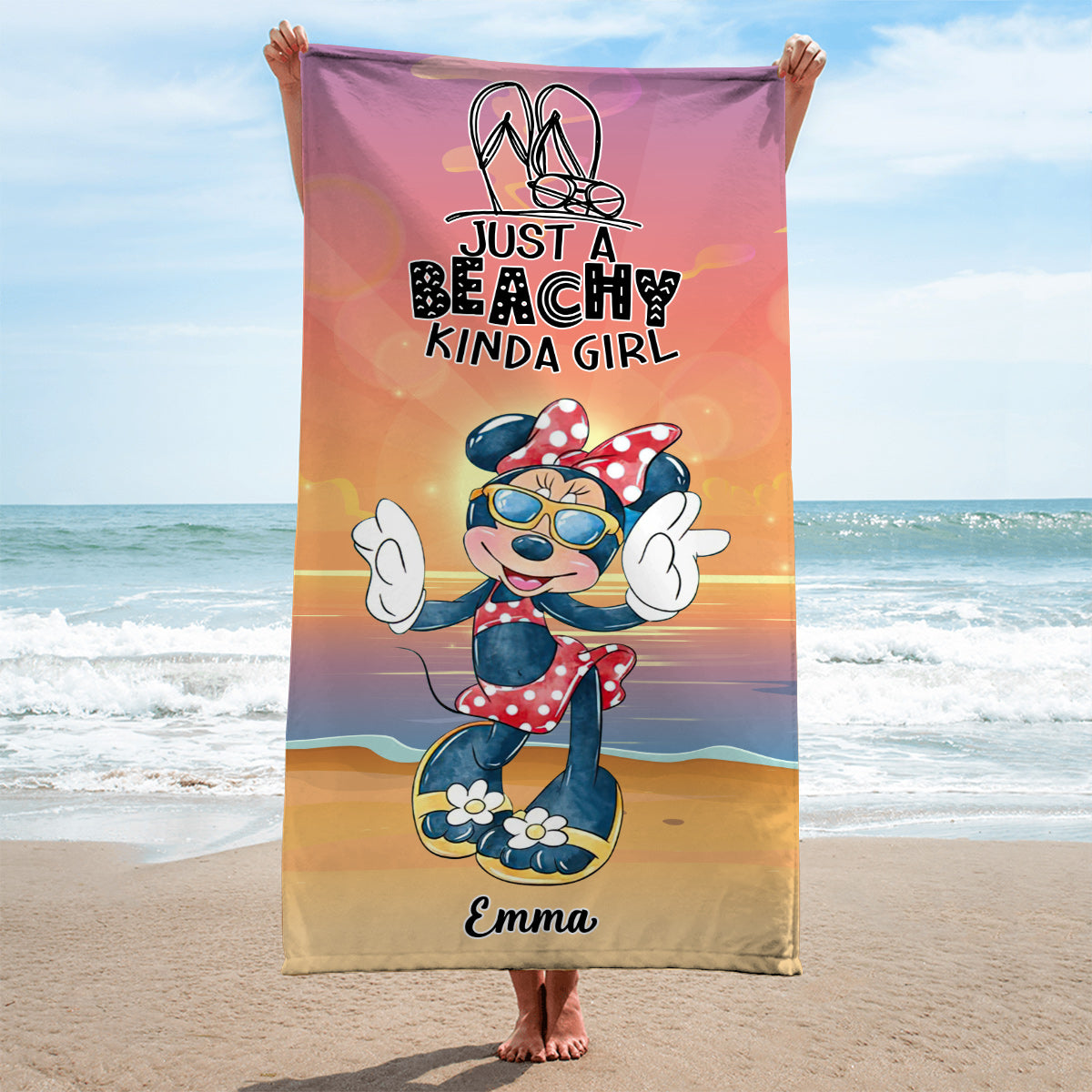 Just A Beachy Kinda Girl - Personalized Mouse Beach Towel