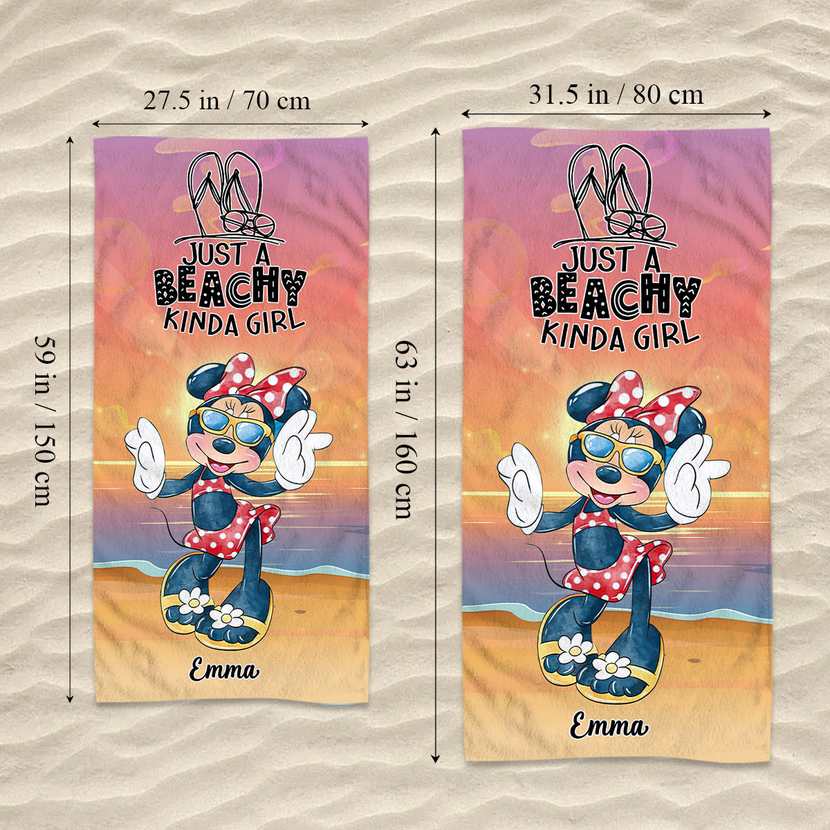 Just A Beachy Kinda Girl - Personalized Mouse Beach Towel