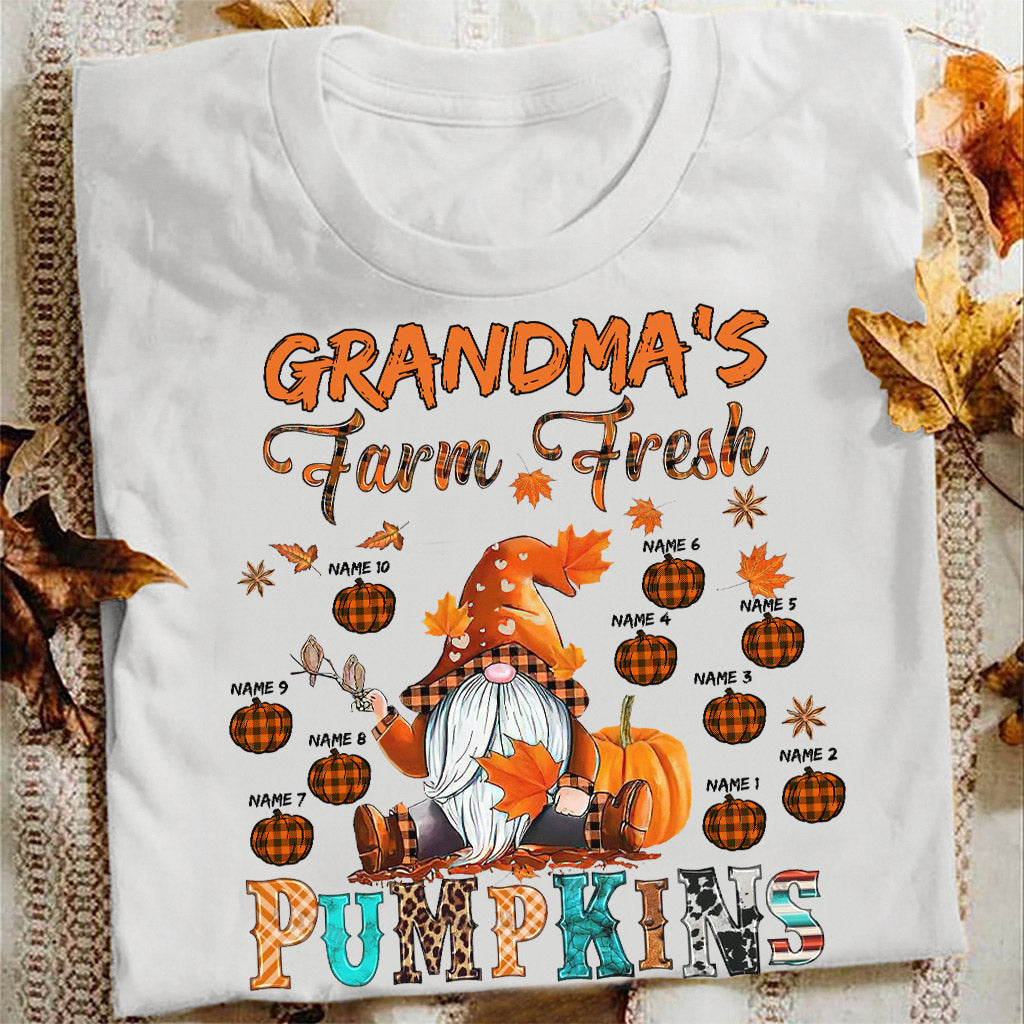 Grandma's Farm Fresh Pumpkin - Personalized Fall Grandma T-shirt And Hoodie