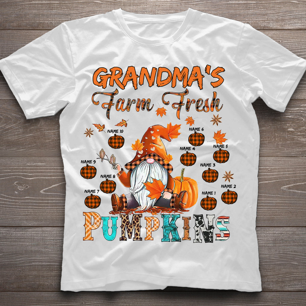 Grandma's Farm Fresh Pumpkin - Personalized Fall Grandma T-shirt And Hoodie