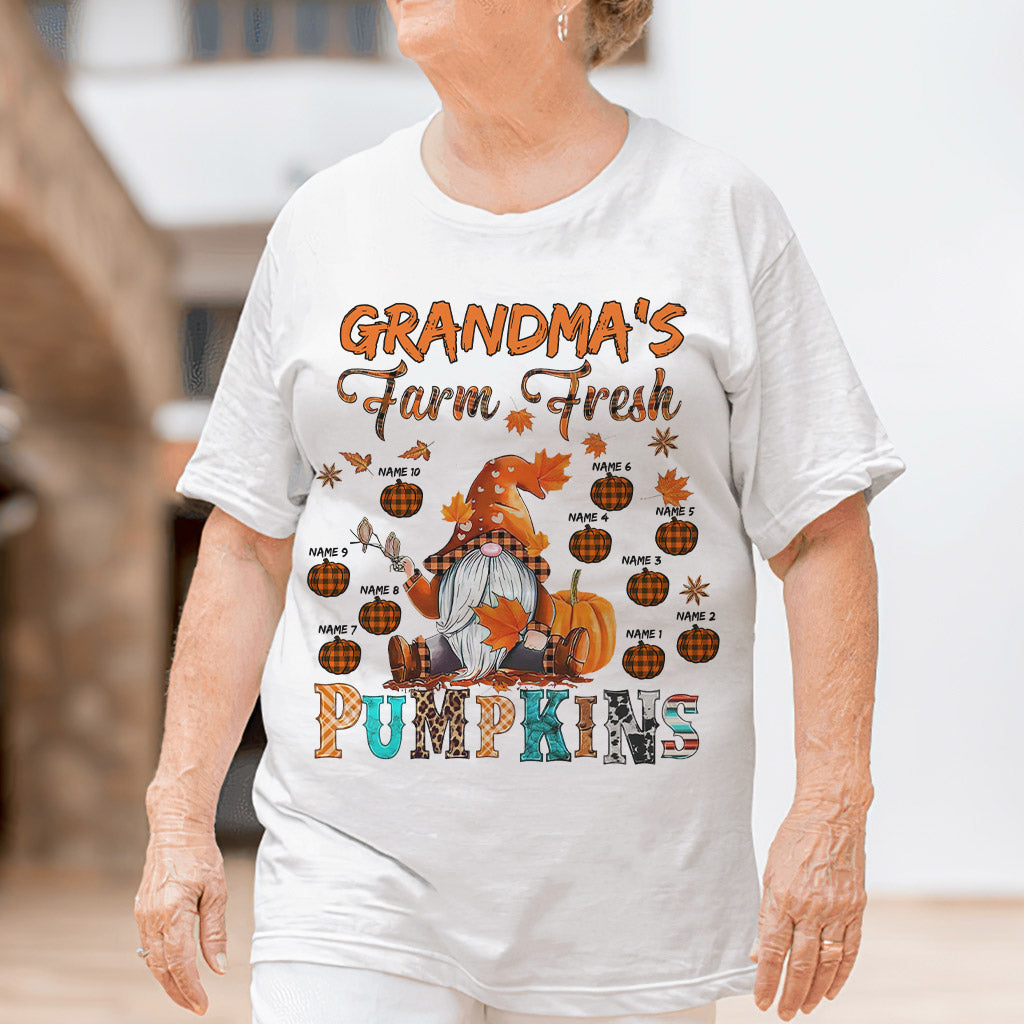 Grandma's Farm Fresh Pumpkin - Personalized Fall Grandma T-shirt And Hoodie