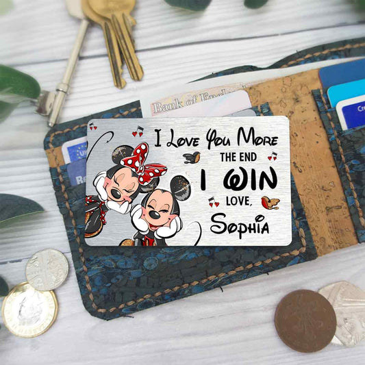 I Love You More - Personalized Mouse Wallet Insert Card