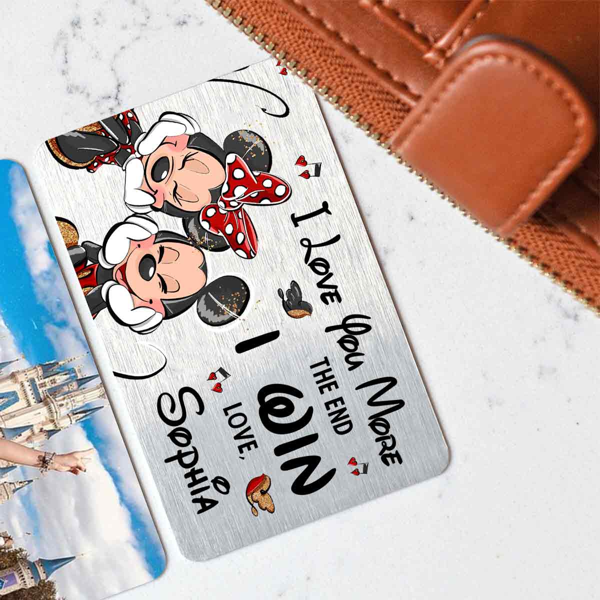 I Love You More - Personalized Mouse Wallet Insert Card