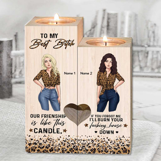 Our Friendship Is Like This Candle - Personalized Bestie Candle Holder