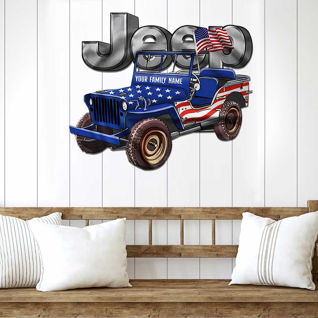Patriotic Family - Personalized Independence day Car Cut Metal Sign