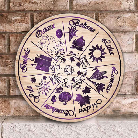 Witch Calendar Round Wood Sign