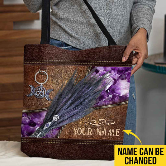 Magic Witch Purple Broom Personalized Tote Bag