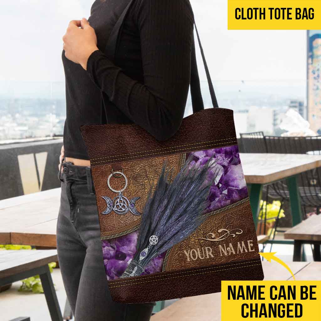 Magic Witch Purple Broom Personalized Tote Bag