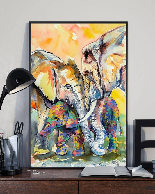 Autism Elephant Autism Awareness Canvas And Poster 0523