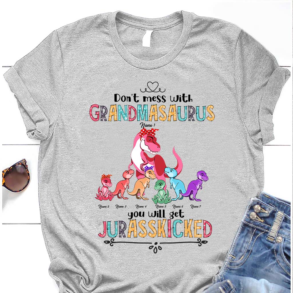 Don't Mess With Grandmasaurus - Personalized Grandma T-shirt and Hoodie
