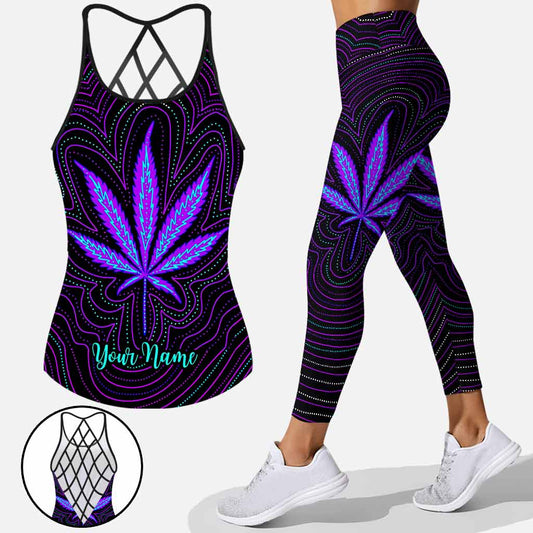 Just Hit It - Personalized Weed Cross Tank Top and Leggings