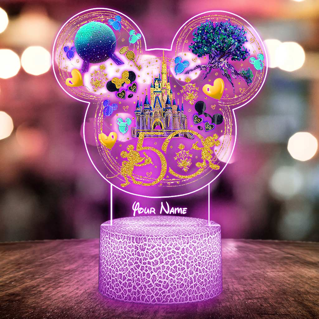 50 Yeas Of Magic - Personalized Mouse Shaped Plaque Light Base