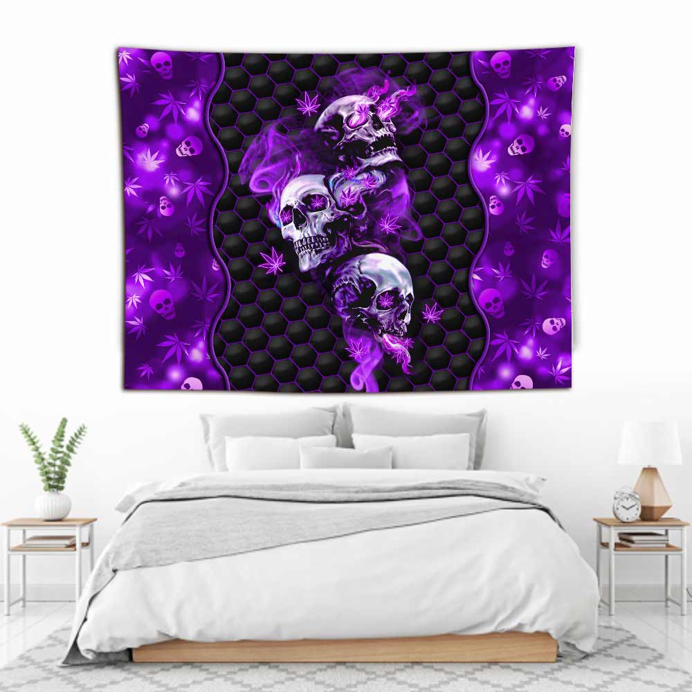 Stoned Skull - Weed Wall Tapestry
