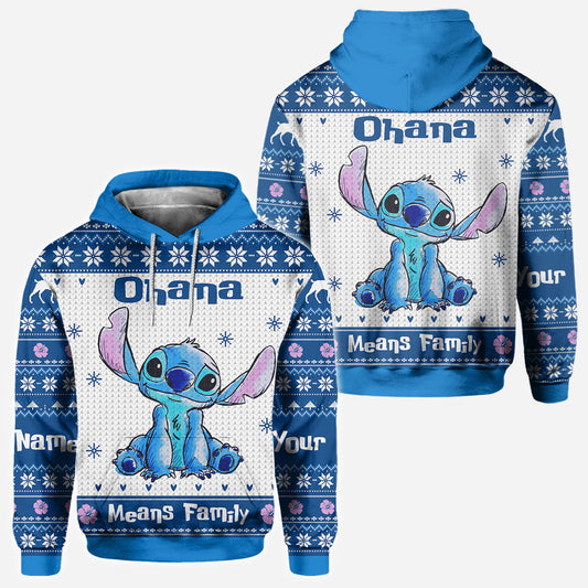 Ohana Means Family - Personalized Christmas Ohana All Over T-shirt and Hoodie