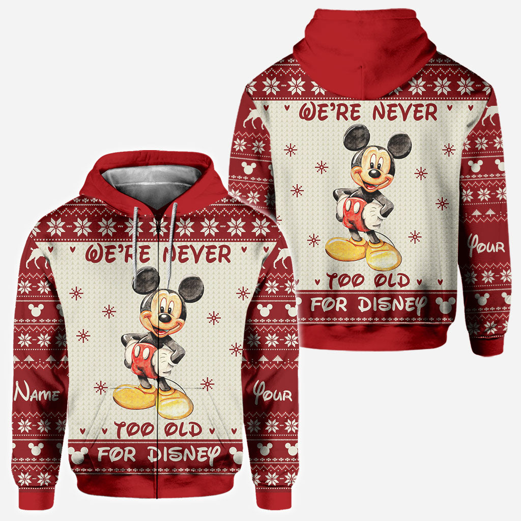 Never Too Old - Personalized Christmas Mouse All Over T-shirt and Hoodie