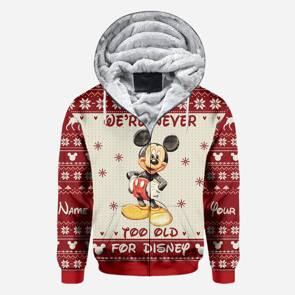 Never Too Old - Personalized Christmas Mouse All Over T-shirt and Hoodie