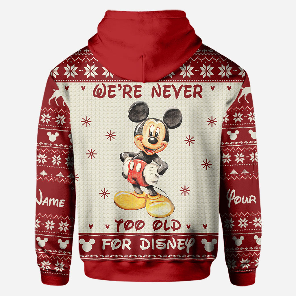 Never Too Old - Personalized Christmas Mouse All Over T-shirt and Hoodie