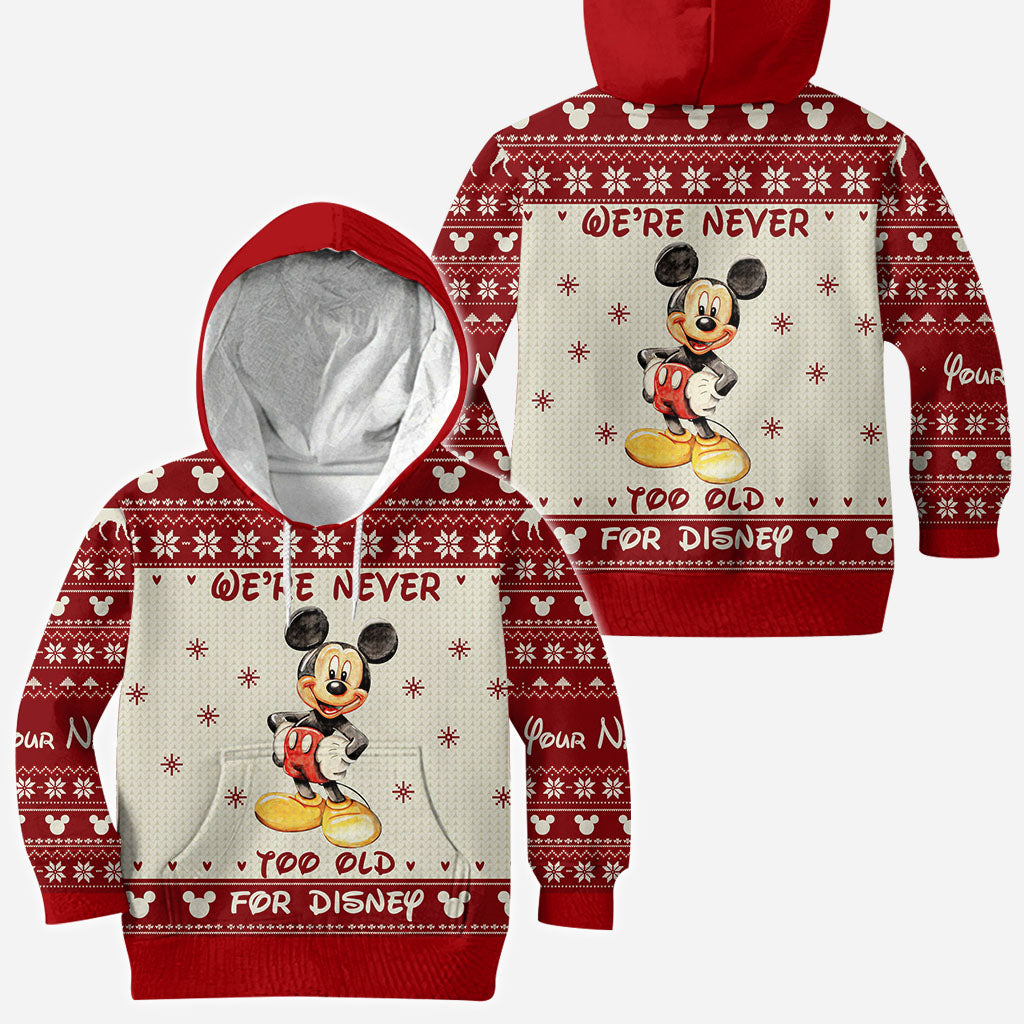 Never Too Old - Personalized Christmas Mouse All Over T-shirt and Hoodie