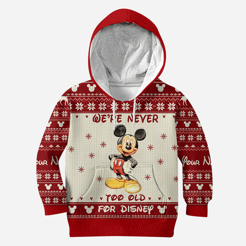 Never Too Old - Personalized Christmas Mouse All Over T-shirt and Hoodie