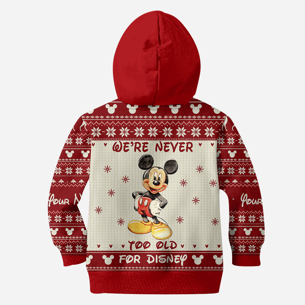 Never Too Old - Personalized Christmas Mouse All Over T-shirt and Hoodie