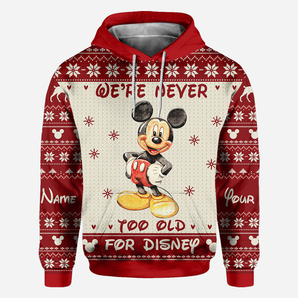 Never Too Old - Personalized Christmas Mouse All Over T-shirt and Hoodie