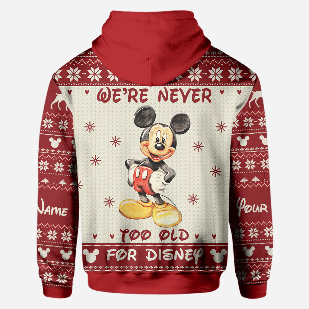 Never Too Old - Personalized Christmas Mouse All Over T-shirt and Hoodie