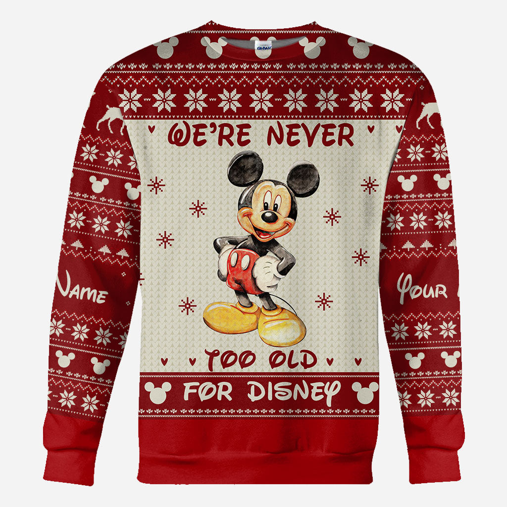 Never Too Old - Personalized Christmas Mouse All Over T-shirt and Hoodie