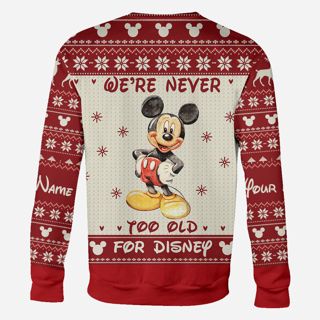 Never Too Old - Personalized Christmas Mouse All Over T-shirt and Hoodie