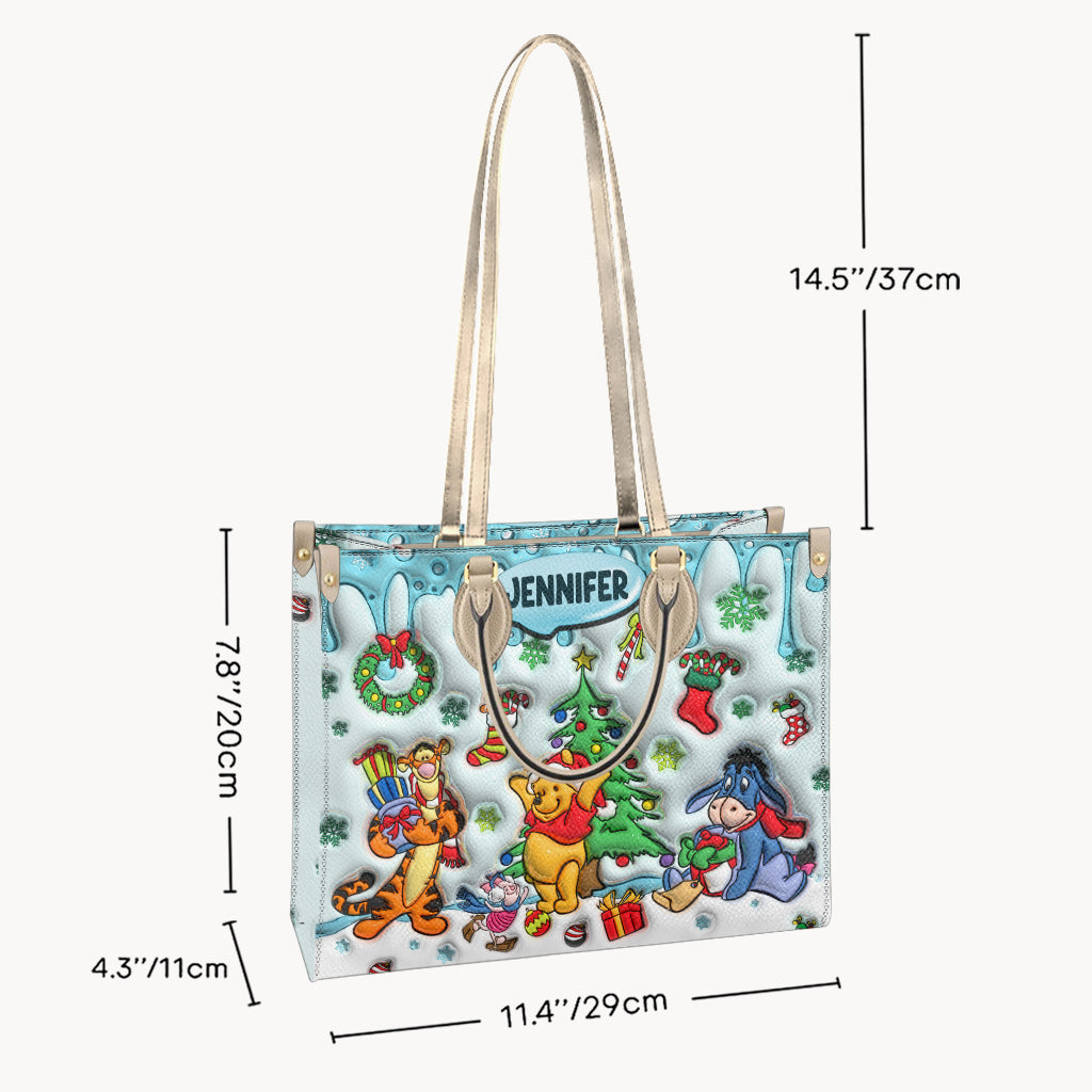 Merry Christmas - Personalized Mouse Leather Handbag