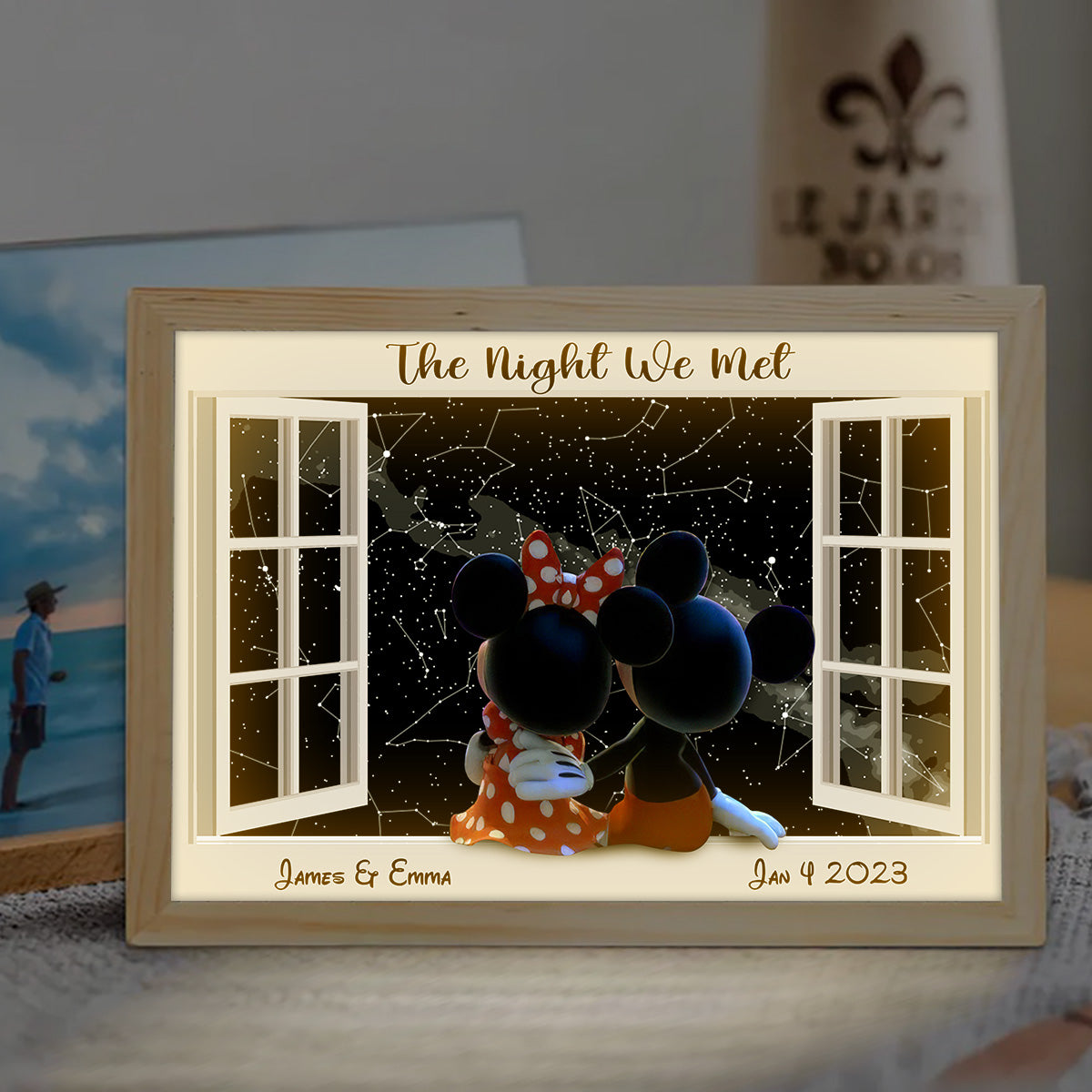 The Night We Met Mouse Ears Couple Night Star Map - Personalized Mouse Light Photo Frame