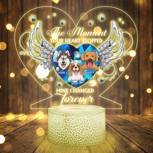 The Moment Your Heart Stopped - Personalized Dog Shaped Plaque Light Base