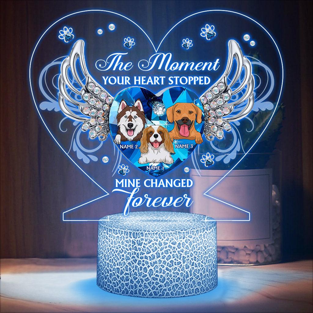 The Moment Your Heart Stopped - Personalized Dog Shaped Plaque Light Base