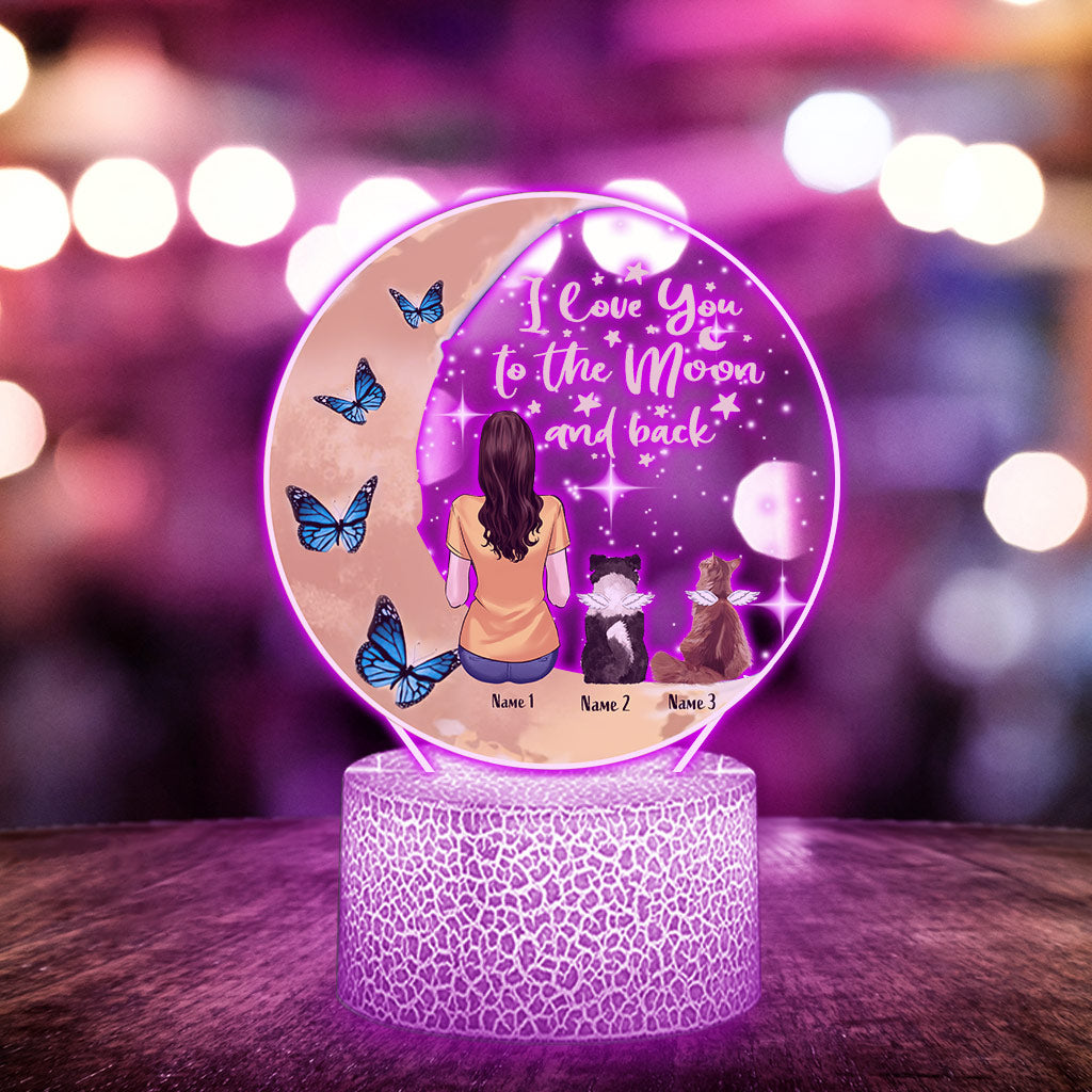 I Love You To The Moon And Back - Personalized Dog Shaped Plaque Light Base