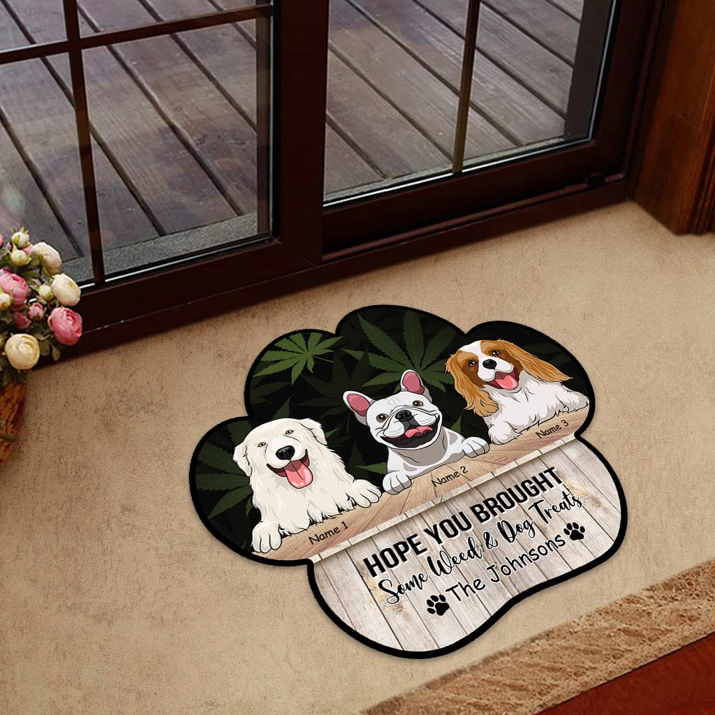 Hope You Brought Dog Treats - Personalized Weed Shaped Doormat